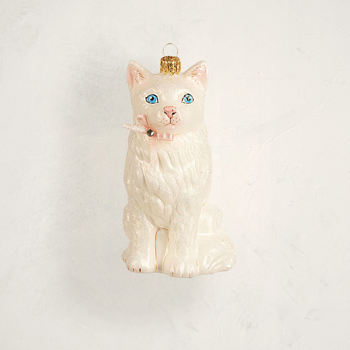 Fluffy Cat Glass Ornament by Minted