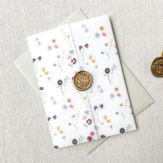 Watercolor Pressed Flowers Vellum Jacket | Set of 10 Invitation Jackets & Overlays