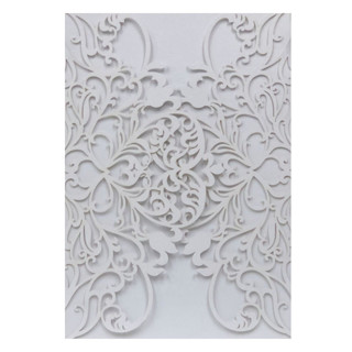 Qty of 50 White Exquisite Lace Wine Laser Cut Invitation Jackets & Overlays