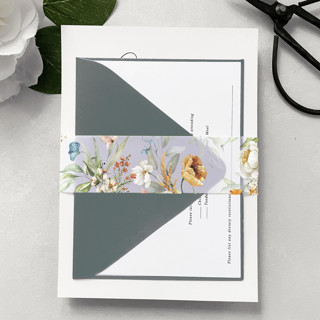 Spring Meadow | Pack of 25 Floral Vellum Belly Bands Invitation Jackets & Overlays