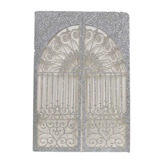 Qty of 50 Gate Door Silver Glitter Paper Laser Cut Invitation Jackets & Overlays