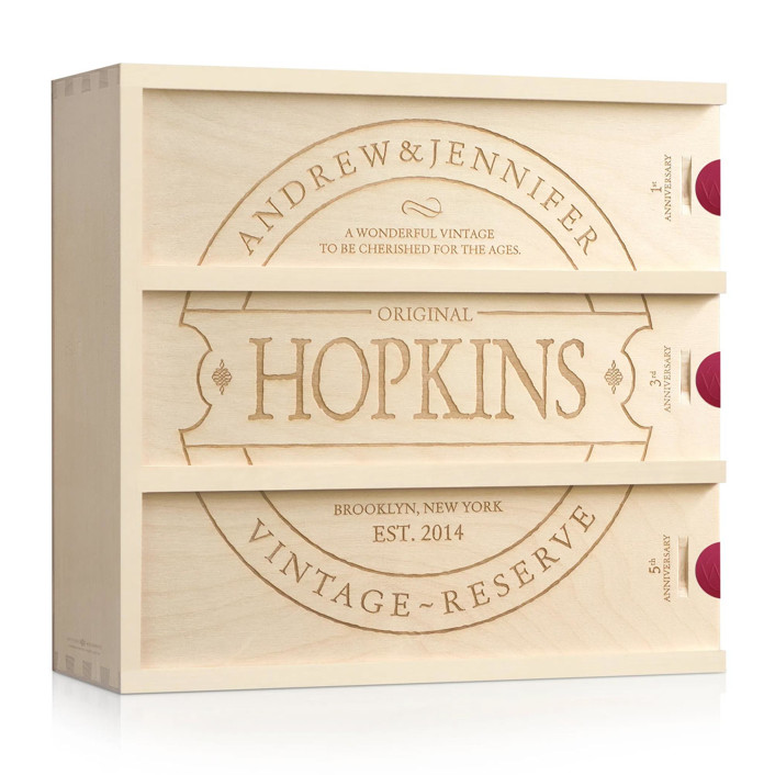 Family Vintage - Personalized Anniversary Wine Box by Artificer Wood Works