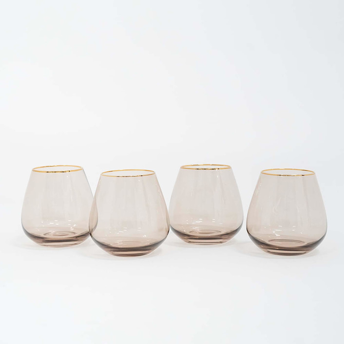 SET OF 4 - SIREN STEMWARE // SHORT STEMLESS IN FAWN by Cassandra Stearns