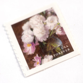 White and Pink Peony Forever Stamps // Set of 10 Stamps