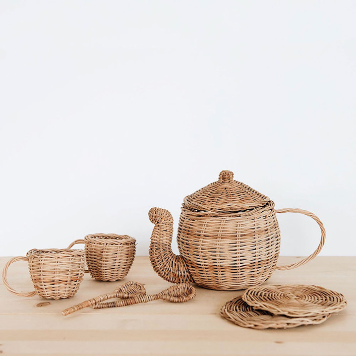 Connected Goods Rattan Tea Set by Connected Goods