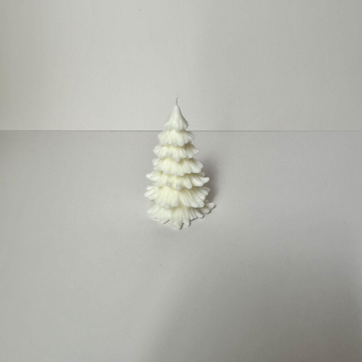 White Christmas Tree Candle by Over By The Moon