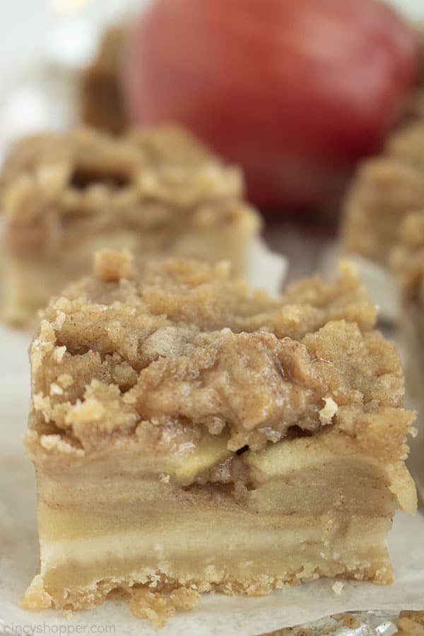 apple crispy bar on white paper 