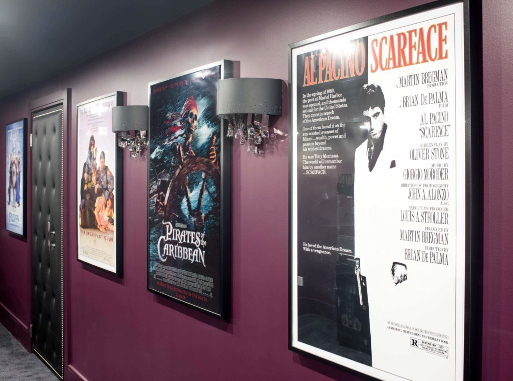 Movie Posters and Sconces for additional lighting