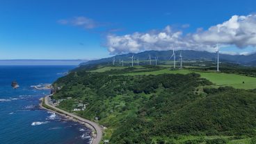 北海道の風力発電所。強風に恵まれた同地域ではグリーンエネルギーを貯蔵するための開発が進むPhoto: Noriko Hayashi for The Washington Post