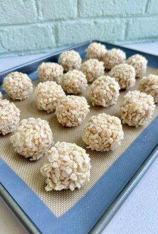 caramel marshmallow rice krispie balls