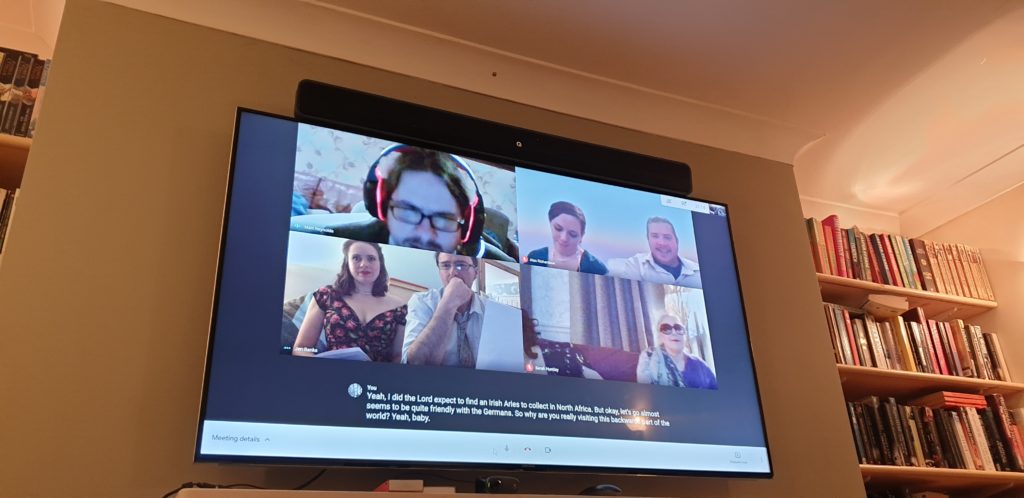 Matt, Suz, Alec, Jen, Dermot and Doreen on a Google Meet screen.