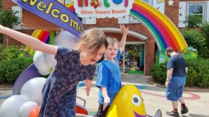 Children playing outside the CBeebies Land Hotel