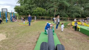 Children playing crazy golf.