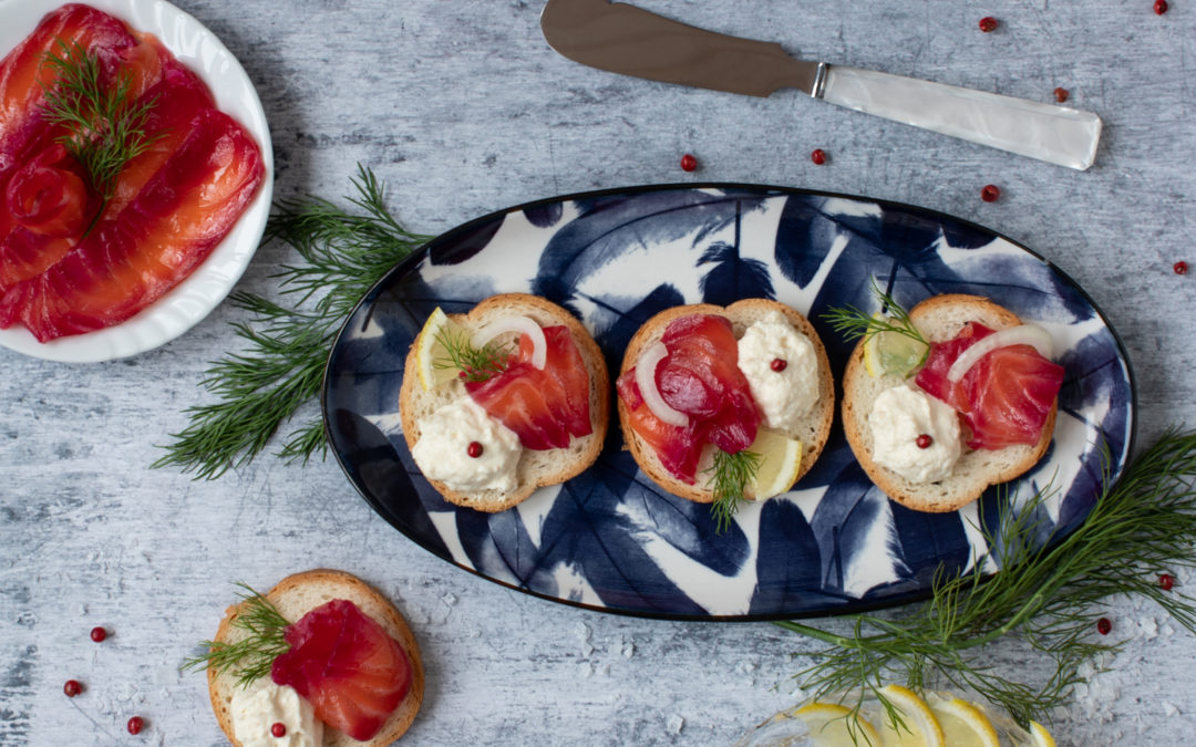 Toasts au saumon Gravlax bicolore