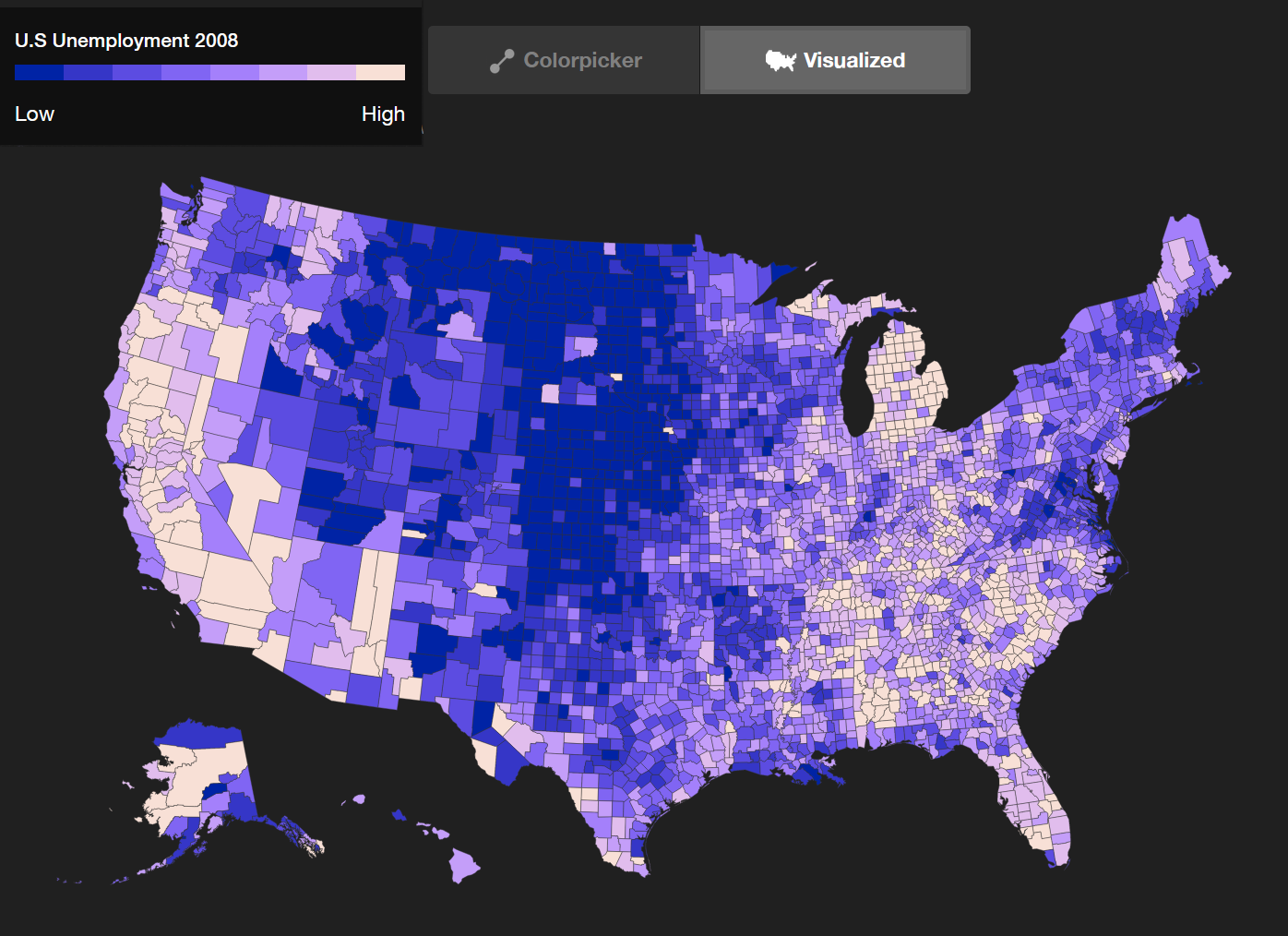 chloropleth map of the US