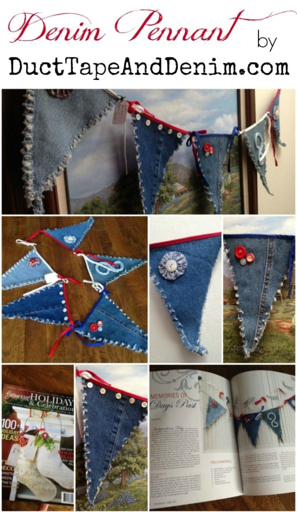 Denim Pennants or a 4th of July banner from recycled blue jeans. | DuctTapeAndDenim.com