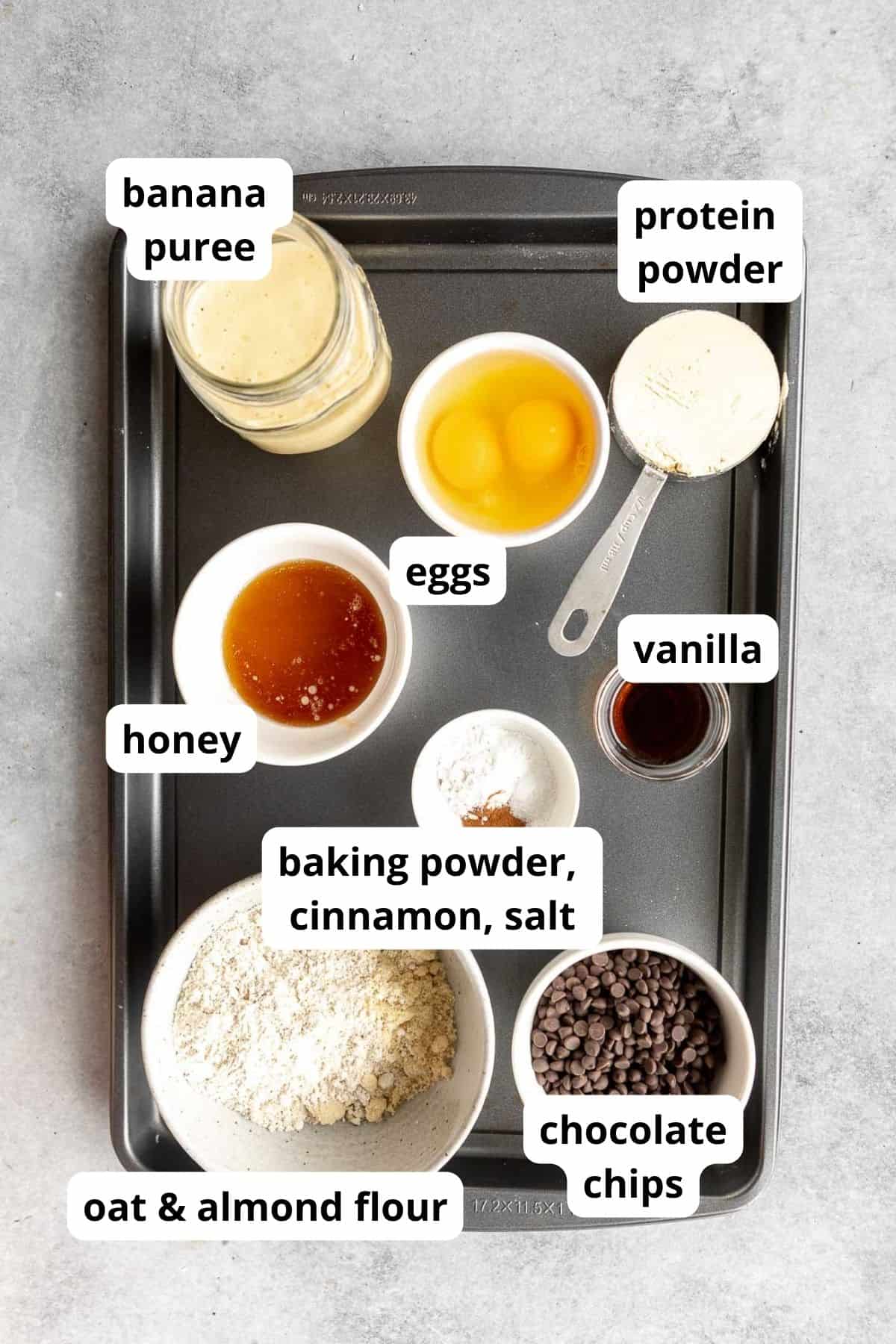 ingredients in bowls with labels