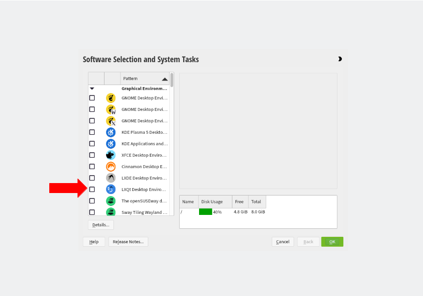 Desktops offered during installation