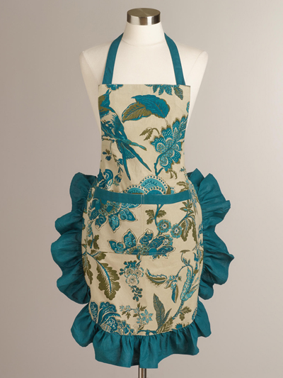 Teal Floral Garden Apron