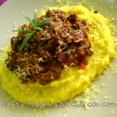 Polenta Topped with Chilli Con Carne