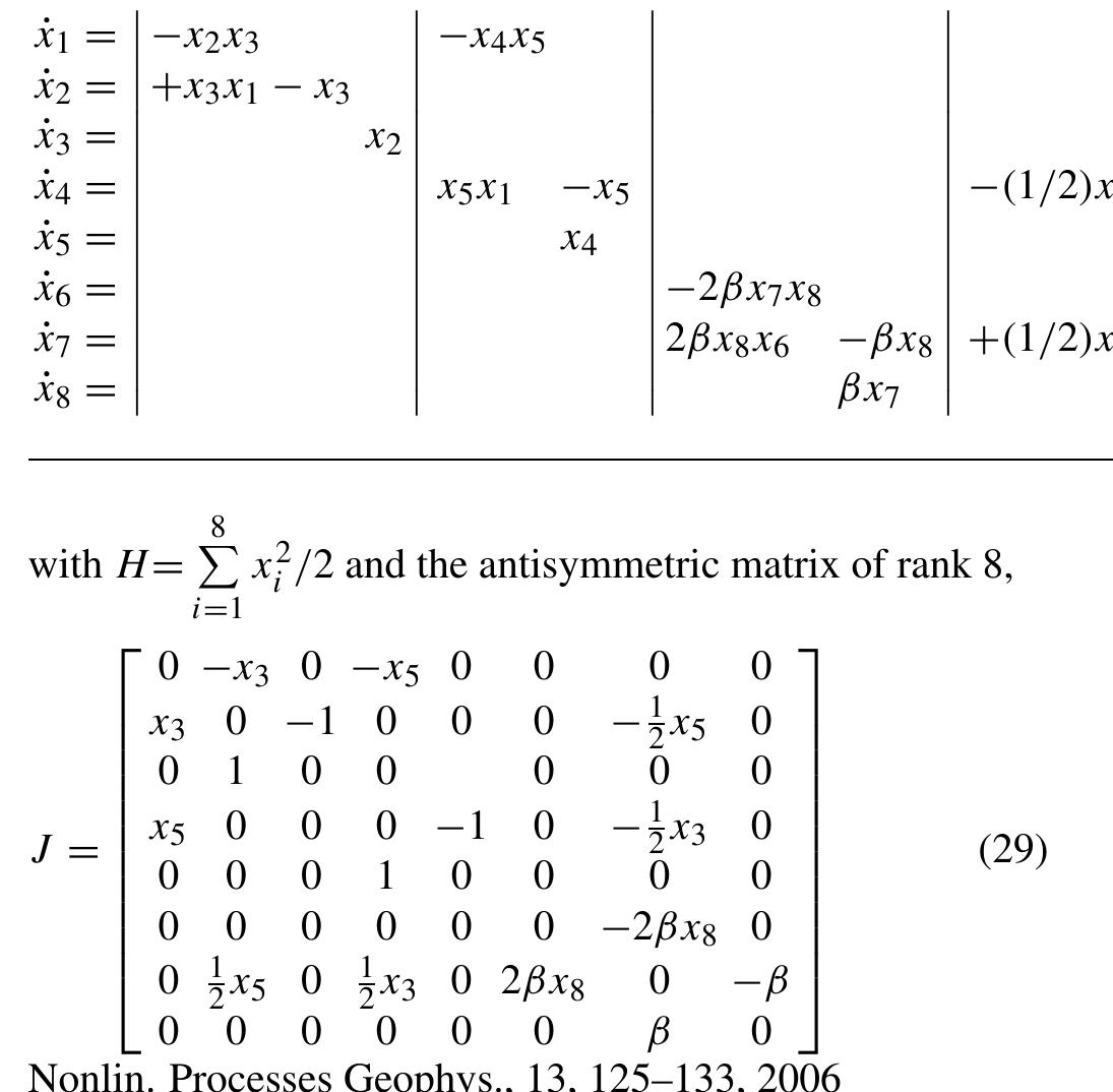 obeying Jacobi conditions (Eq. 23). The system has one Casimir invariant corresponding to the conservation of the square of the angular momentum. 