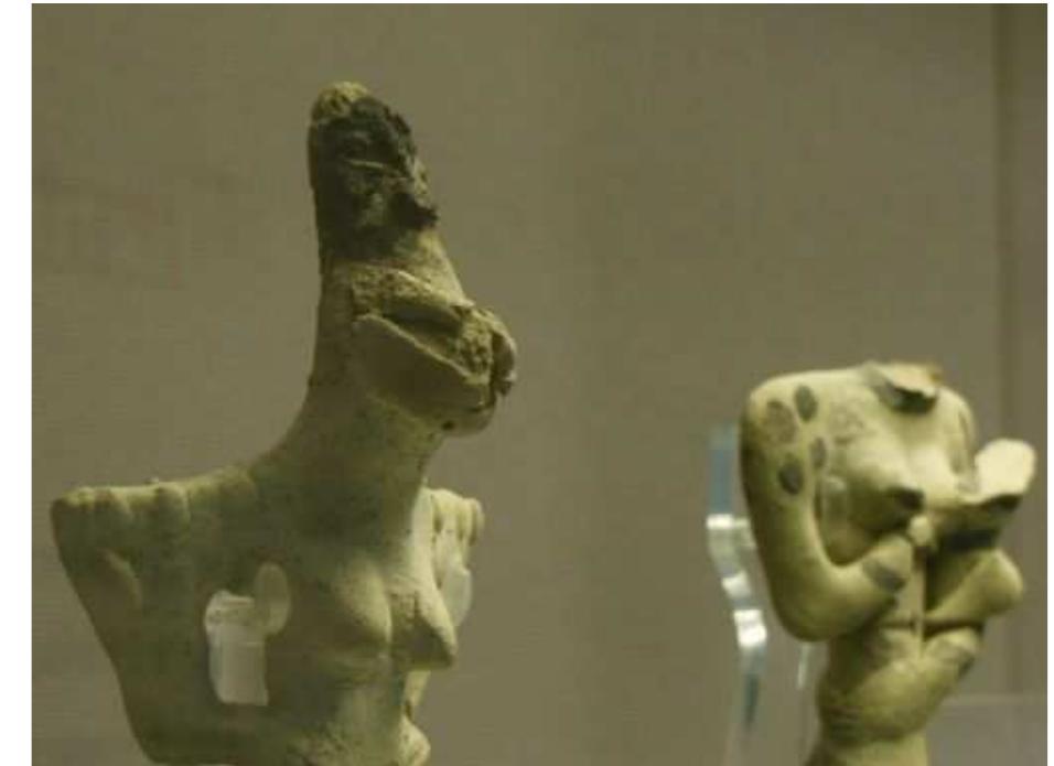 Fig. 18. Snake-headed figurines found in Ubaid graves, ca. 5000-4100 BC. Now in the British Museum.  Rise of the Anunnaki 