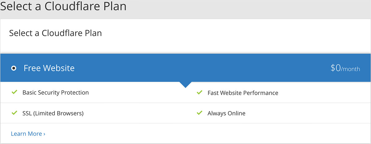 Cloudflare free plan