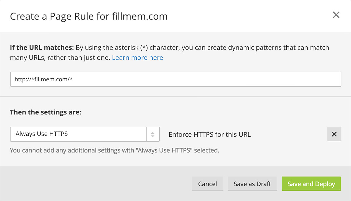 Cloudlflare page rules