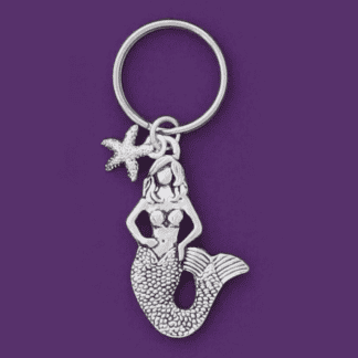 Mermaid Starfish Pewter Keychain