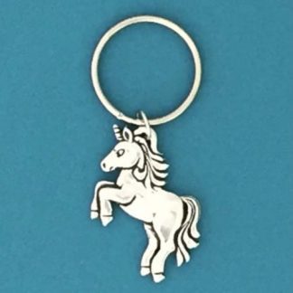 Happy Unicorn Pewter Keychain