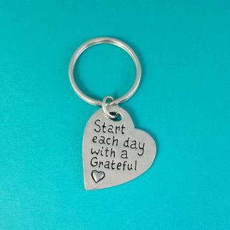 Grateful Heart Pewter Keychain