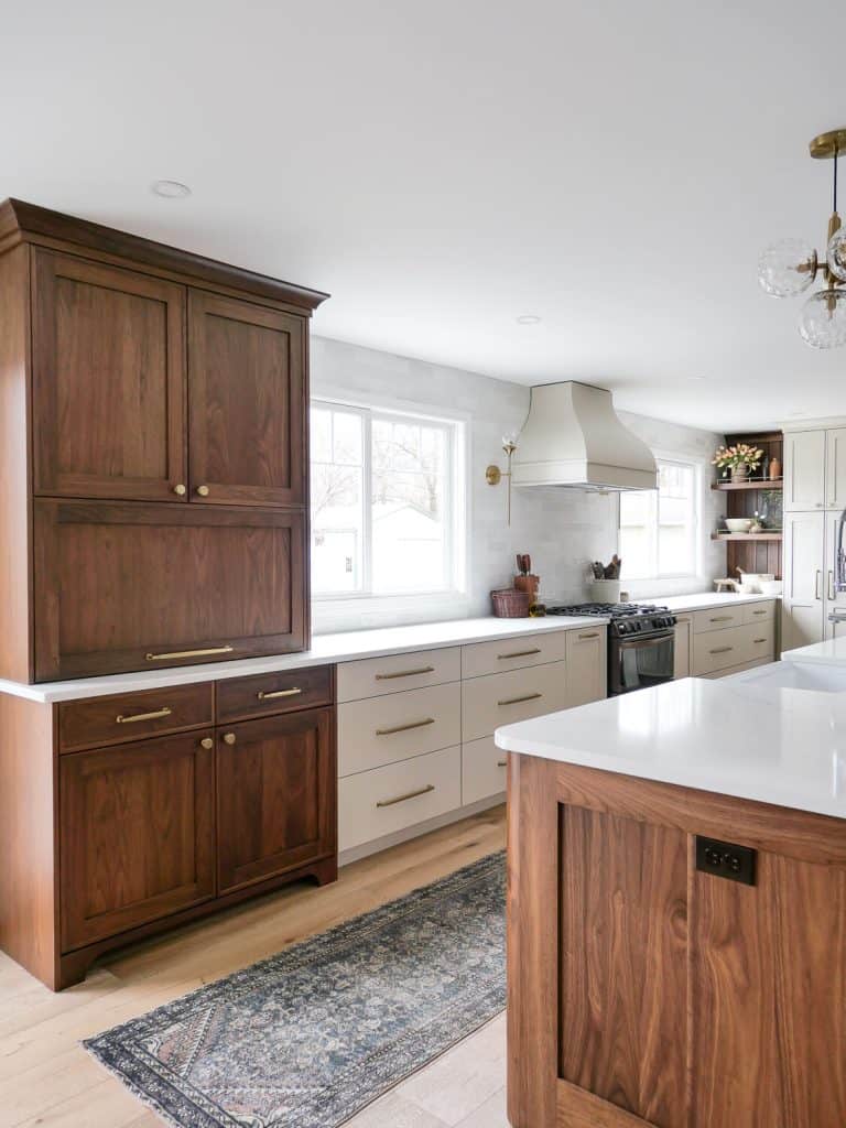 Appliance hutch in a renovated kitchen.