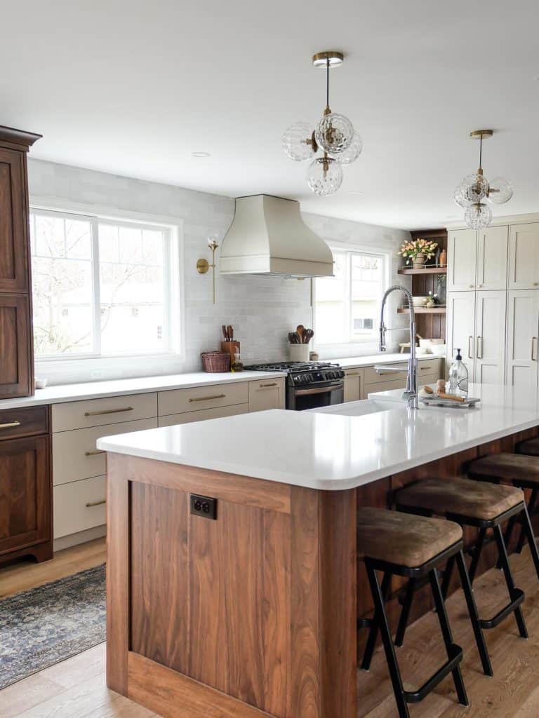 Rounded kitchen island design.