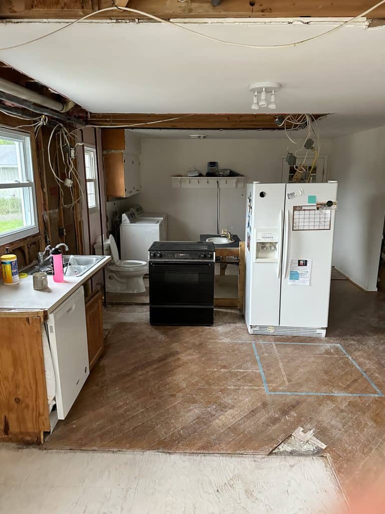 Kitchen being remodeled.