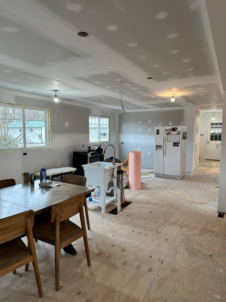 Mudded kitchen.