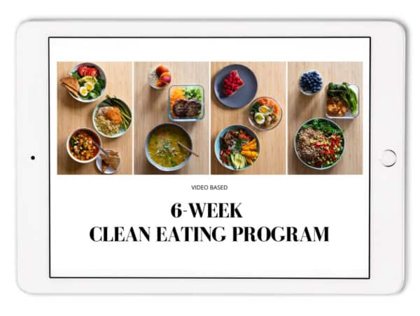 Ipad with 6-Week Clean Eating Program Thumbnail showing on the screen.