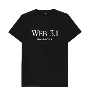 White design on a black T-shirt: Your monkey jpeg is still irrelevant Text in Windows  serif font reading Web  version 