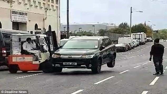 Although it was in a parking bay, a Glasgow business reckoned it was restricting access for their vehicles. So a forklift was brought in to move it one space away from the entrance