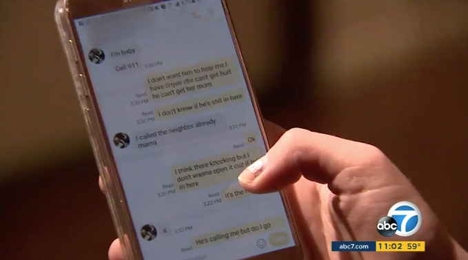 Im baby Call 911 2sme I don't want tim to hear me t have aryee etse cant get hurt ru he cant get her mom I doat ktow id he's still in here t called the neighbor atreedy 331 PM I think there knocking but l dont wanna open it Read in here 1 31 PM 332M It's the K 332 PM He's calling me but do l go abc7.com 11:02 59