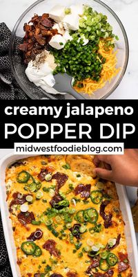 This super easy jalapeno popper dip comes together in about 10 minutes and can be made ahead of time, which makes it perfect for your next get-together! It's got all the flavors you love about jalapeno poppers, but in a dip-able form that you can serve with crackers, chips, or crostini!