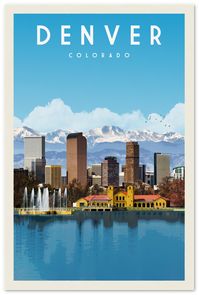 Experience the Rocky Mountain charm and outdoor adventure of Denver, Colorado, with our vintage-style travel poster. Printed on premium-quality paper, this artwork brings a touch of Denver's allure to any space.