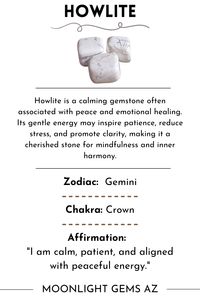 Embrace the calming energy of Howlite, a soothing white stone that may promote peace, patience, and emotional balance. Perfect for mindfulness and relaxation. 🤍✨ #Howlite #HealingCrystals #CrystalEnergy #CalmAndPeace #EmotionalHealing #CrystalLover #MindfulnessVibes #PositiveEnergy