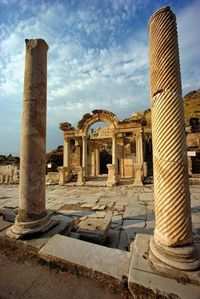 The remains of Hadrian's Gate at Ephesus, Turkey