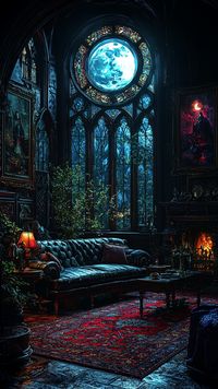 Step into a gothic dream with this mystical living room. Enchanting stained glass, luxurious velvet furniture, and moonlit ambiance create a perfect space for those who appreciate dark elegance. #GothicElegance #VelvetLuxury #MidJourney #MysticalDecor #DarkAmbiance ✨🖤