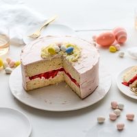 Easter Egg Cake with Strawberry Frosting