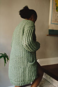 Hey there, fellow fall-lover! Meet your new favorite layer – the Sage Cardigan! This super cozy Tunisian crochet wonder is the perfect companion for all of your pumpkin-spiced escapades. You’ll love how lightweight it is, and the inset pockets are great for keeping your hands warm on a stroll through the apple orchard. It’s a thoughtful addition to a casual outfit when you want to look cute without sacrificing comfort. But be warned – you may never want to take it off!