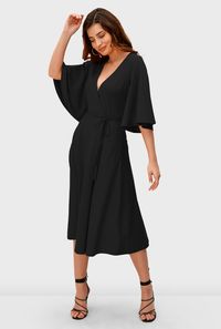 Shop Flutter sleeve cotton jersey wrap dress | eShakti