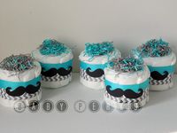 Choose Your Color - Set Of 4 - Mustache Mini Diaper cakes , Little man Diaper cake, Little Man Baby Shower, Mustache Decorations