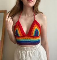 LGBTQ Crochet Pride Rainbow Halter Top, Crochet Pride Top, Pride Parade Cloth, Handmade Festival Top, Human Rights Thank you for visiting Güneş Crafts! In my small business you can find completely handmade dresses, bags, hats, skirts, sweaters, vests and decor items. I love the uniqueness of the sparkle of hand labour. All crochet items in my store are knitted with care. Each order is knitted individually. The crochet item you receive will be specially prepared for you and you will be the first