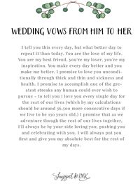 Personalized Real Wedding Vows That You'll Love Snippet & Ink